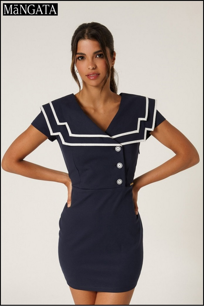 VESTIDO CORTO LÁPIZ PIQUÉ MARINO MANGATA