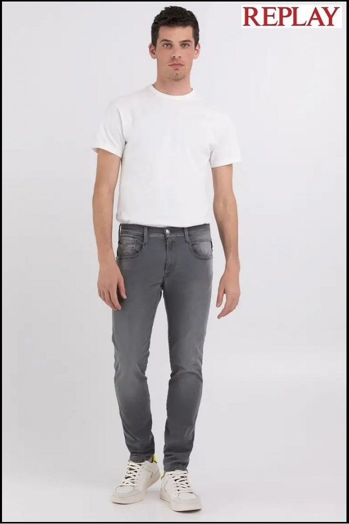VAQUEROS DE CORTE SLIM ANBASS GRIS REPLAY