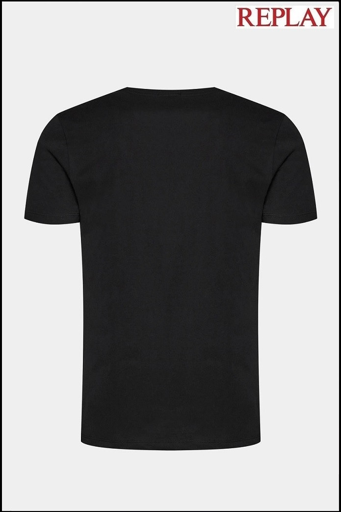 CAMISETA NEGRA CON ESTAMPADO PUG REPLAY