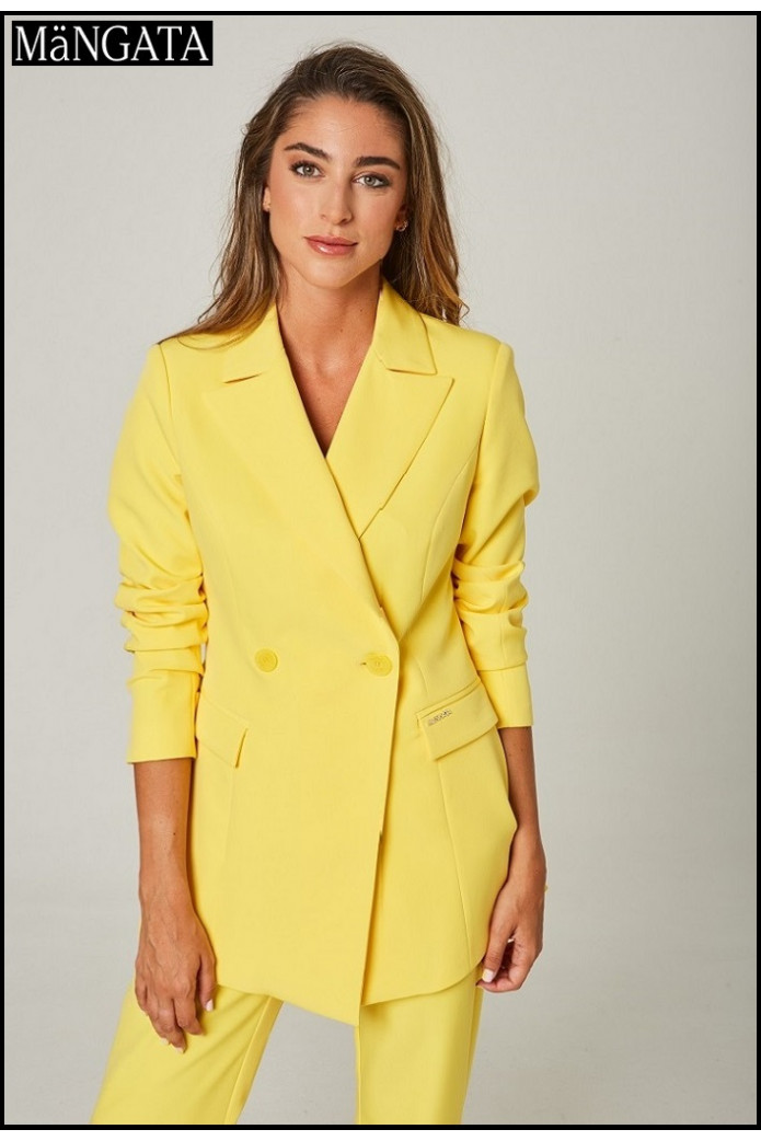 BLAZER CRUZADA ENTALLADA AMARILLA MANGATA