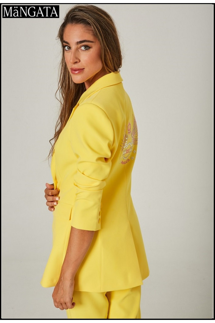 BLAZER CRUZADA ENTALLADA AMARILLA MANGATA