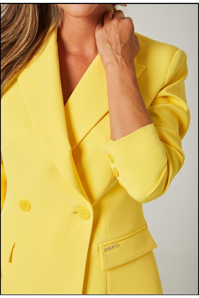 BLAZER CRUZADA ENTALLADA AMARILLA MANGATA