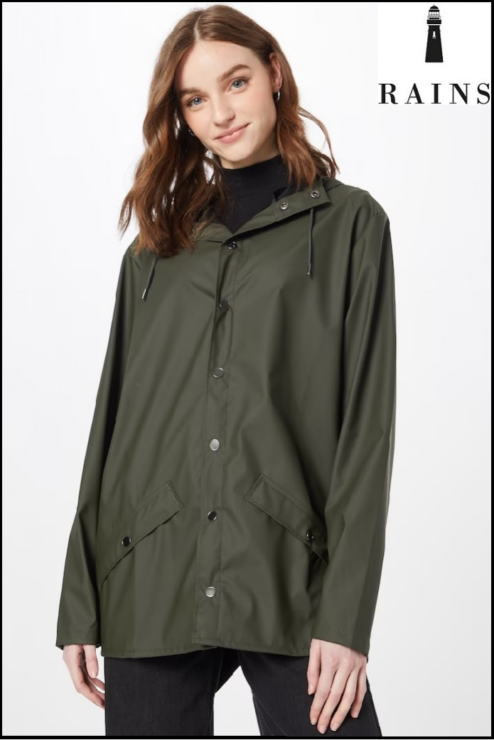 CHAQUETA-IMPERMEABLE UNISEX CORTA GREEN RAINS