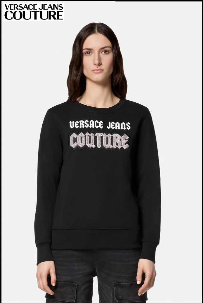 SUDADERA CON LOGOTIPO GÓTICO ADORNADO VERSACE JEANS COUTURE