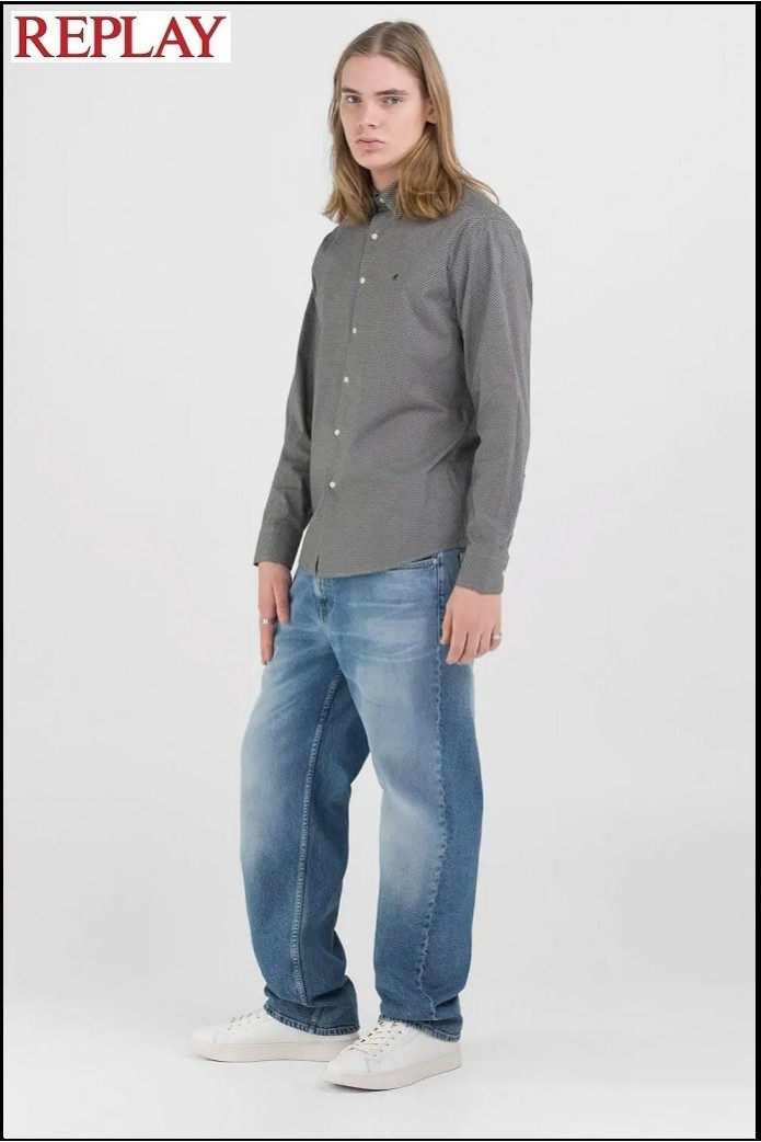 CAMISA DE POPELINA DE ALGODÓN REPLAY