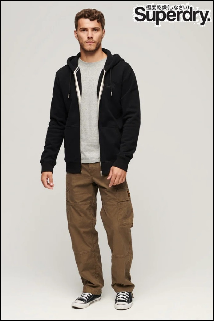 SUDADERA CON CAPUCHA Y CREMALLERA NEGRA SUPERDRY