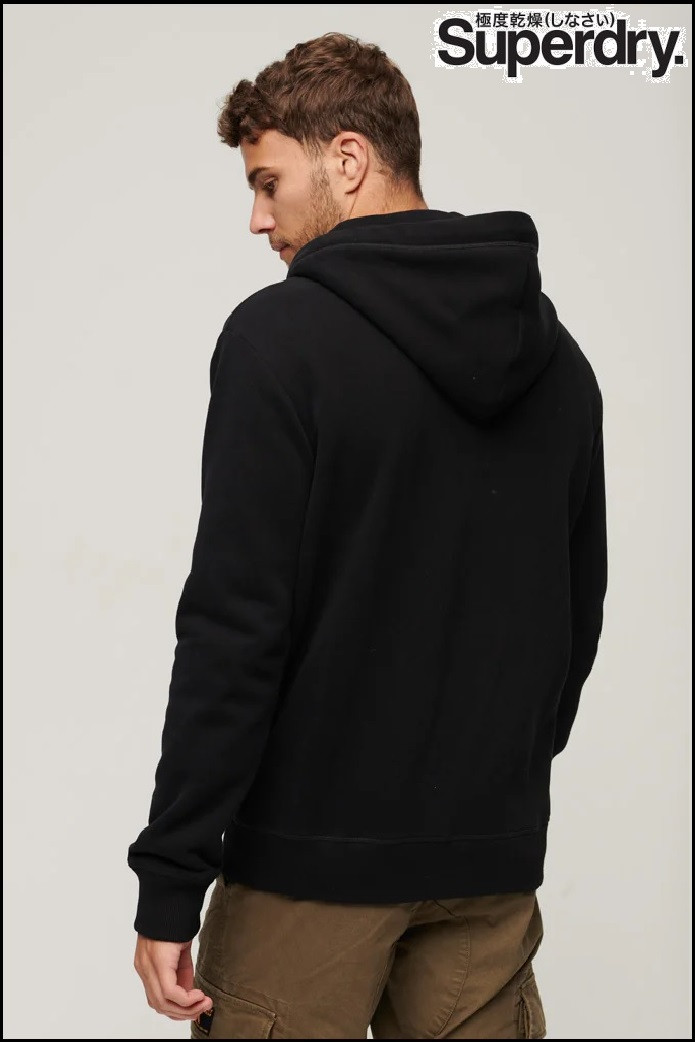 SUDADERA CON CAPUCHA Y CREMALLERA NEGRA SUPERDRY