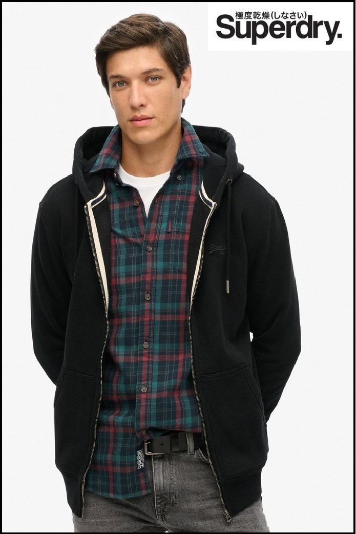 SUDADERA CON CAPUCHA Y CREMALLERA NEGRA SUPERDRY