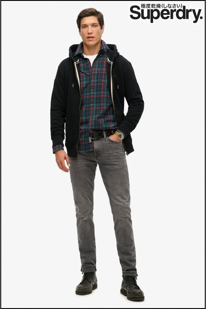 SUDADERA CON CAPUCHA Y CREMALLERA NEGRA SUPERDRY