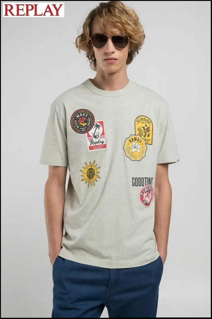 CAMISETA EFECTO PARCHE VERDE REPLAY