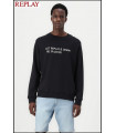 SUDADERA CON INSCRIPCIÓN AZUL OSCURO REPLAY