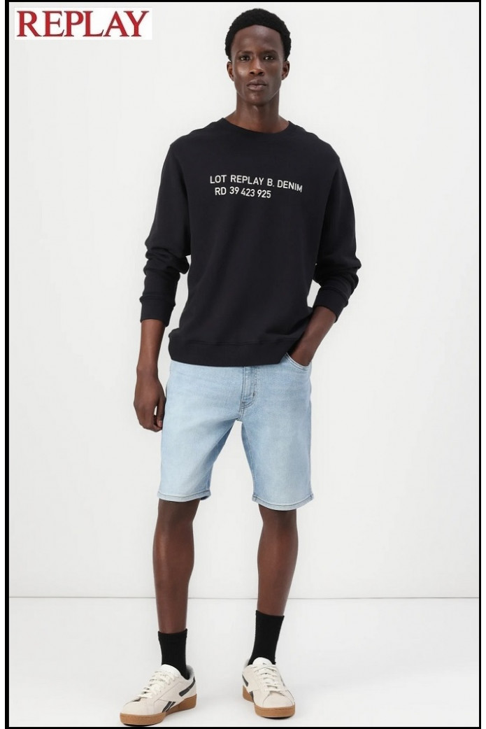 SUDADERA CON INSCRIPCIÓN AZUL OSCURO REPLAY