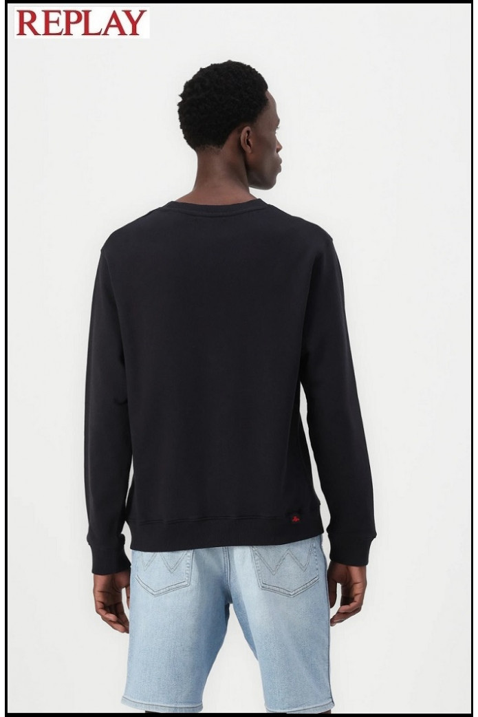 SUDADERA CON INSCRIPCIÓN AZUL OSCURO REPLAY