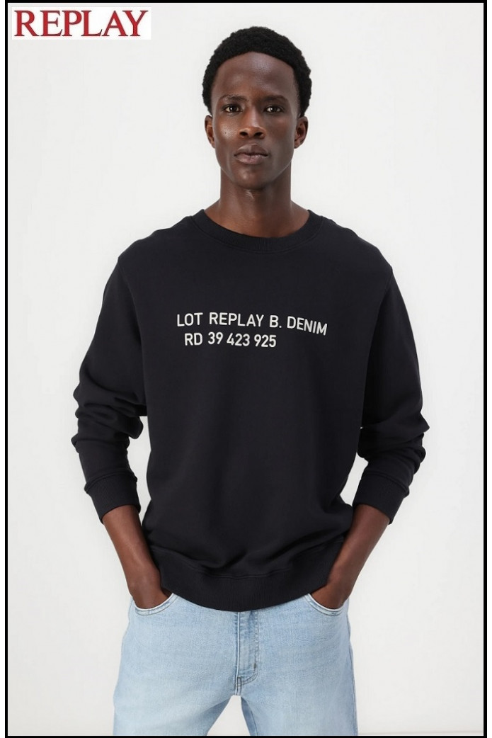 SUDADERA CON INSCRIPCIÓN AZUL OSCURO REPLAY