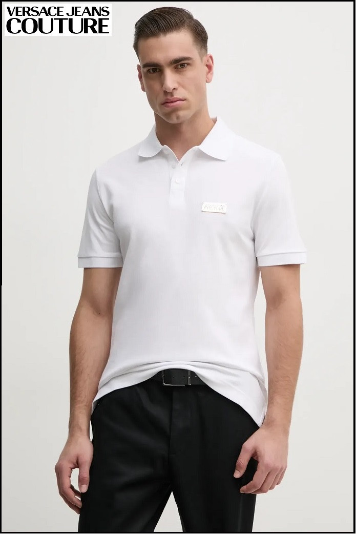 POLO BLANCO CON PLACA VERSACE JEANS COUTURE