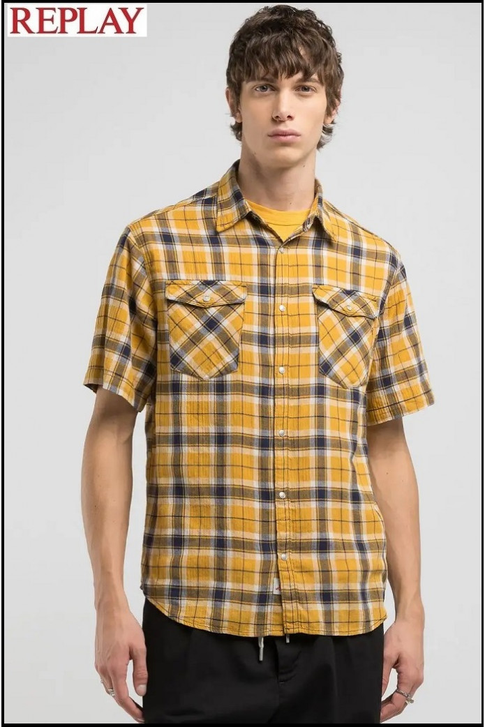 CAMISA DE CUADROS DE MANGA CORTA REPLAY