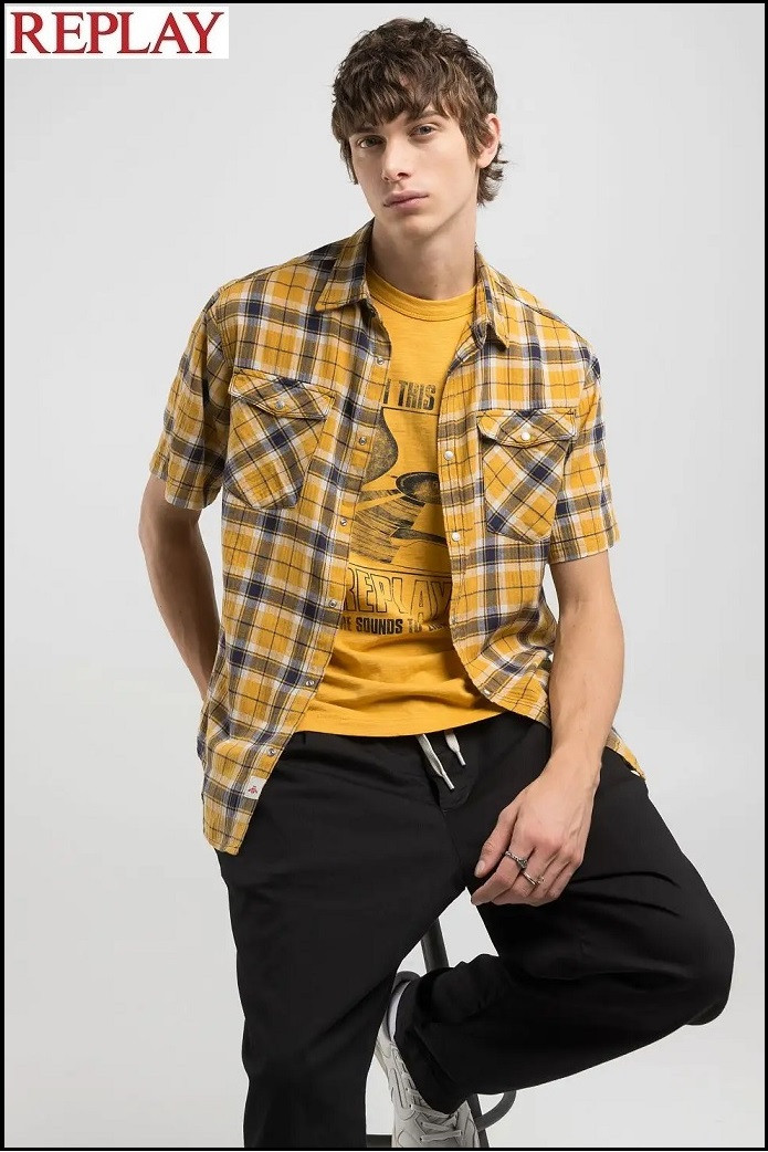 CAMISA DE CUADROS DE MANGA CORTA REPLAY