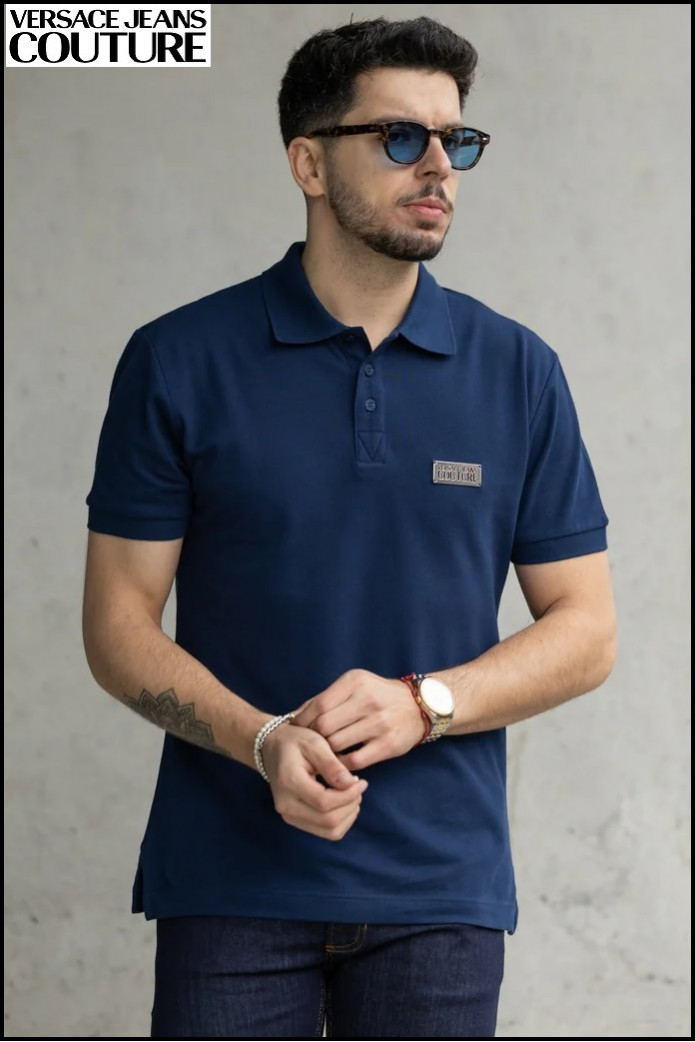POLO AZUL CON PLACA VERSACE JEANS COUTURE