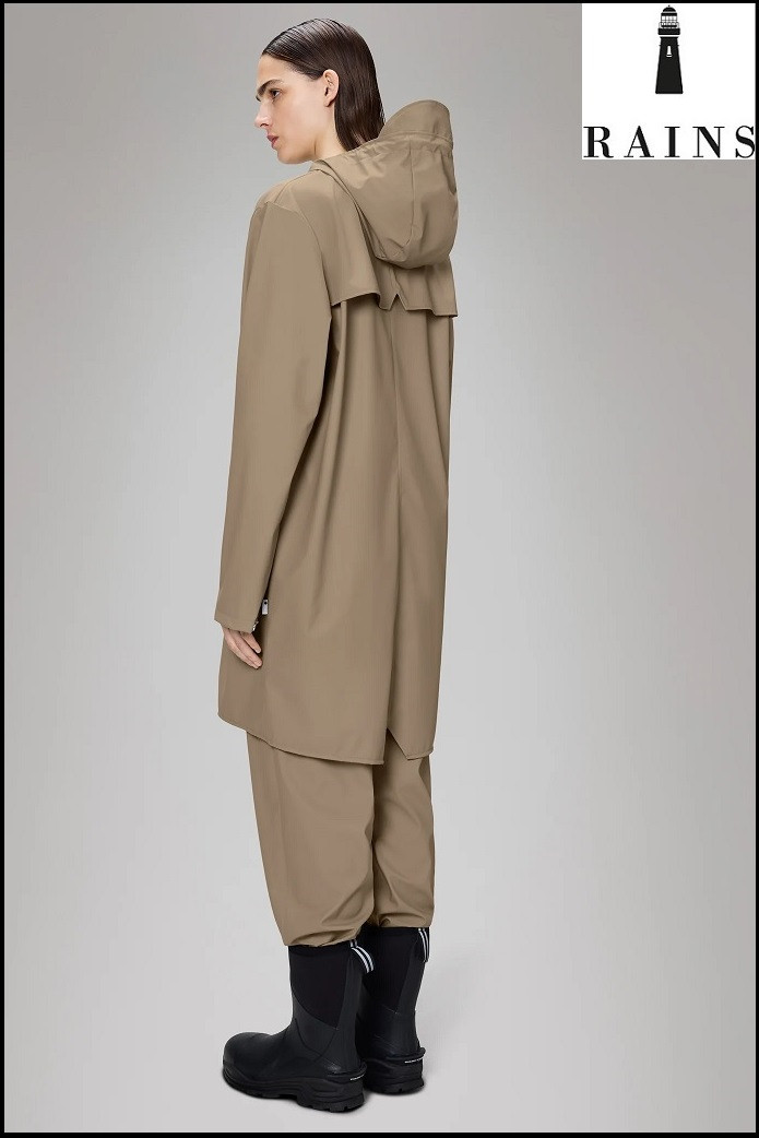 CHAQUETA-IMPERMEABLE UNISEX LARGA BEIGE RAINS