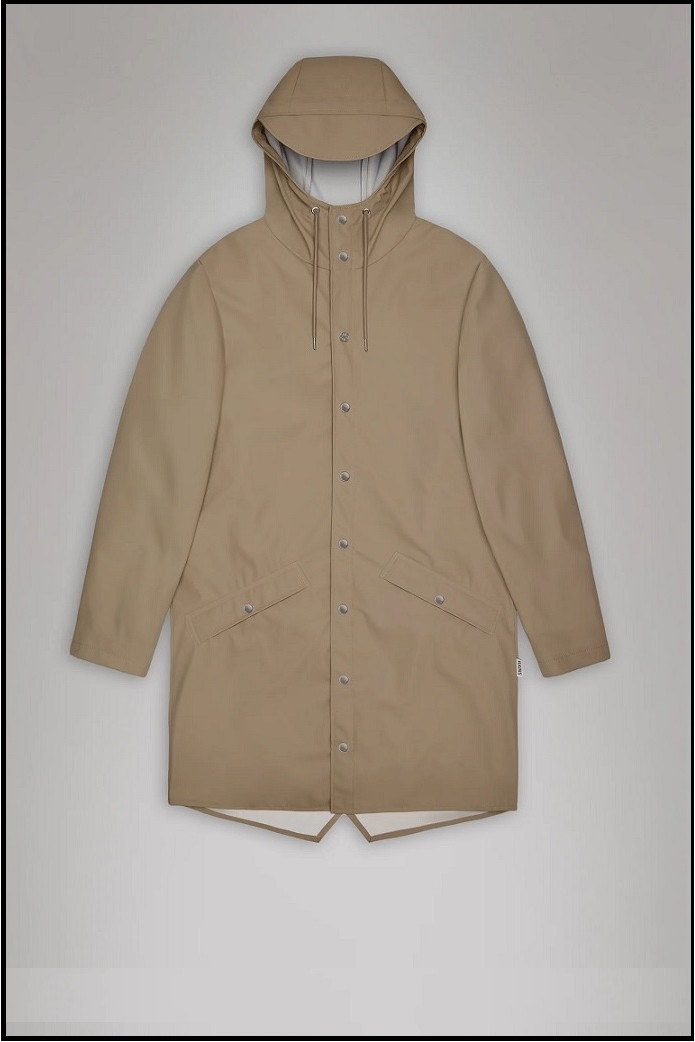 CHAQUETA-IMPERMEABLE UNISEX LARGA BEIGE RAINS