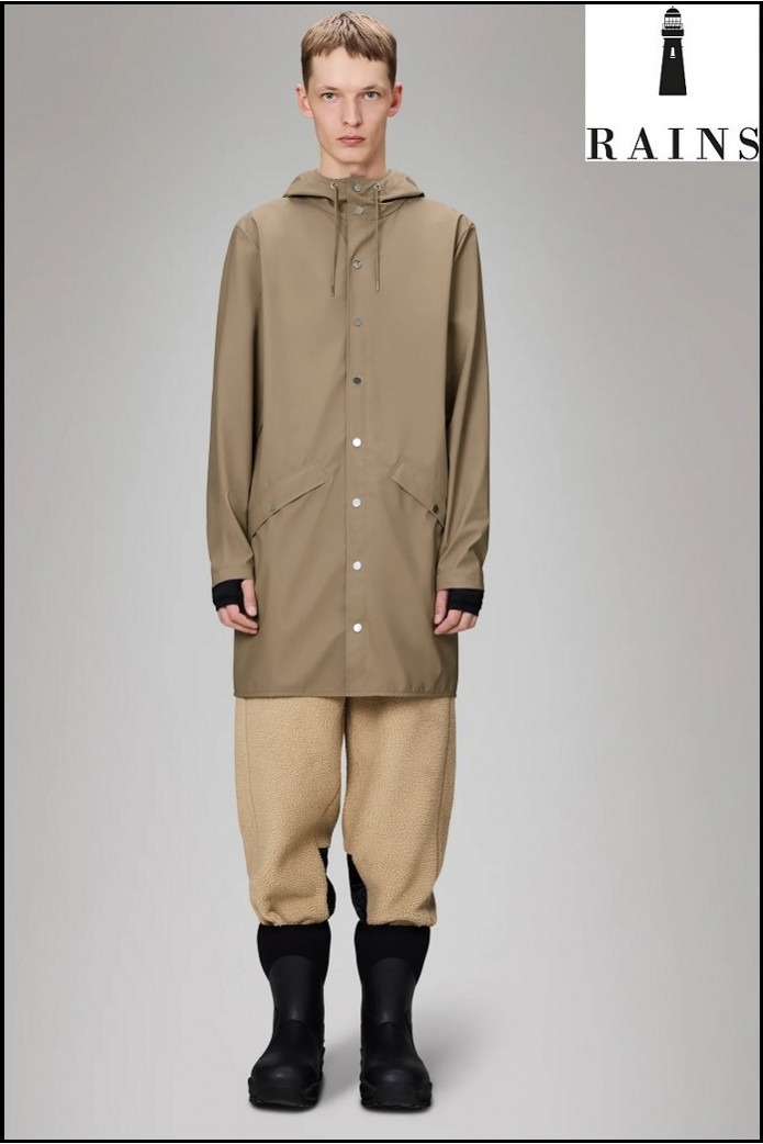 CHAQUETA-IMPERMEABLE UNISEX LARGA BEIGE RAINS