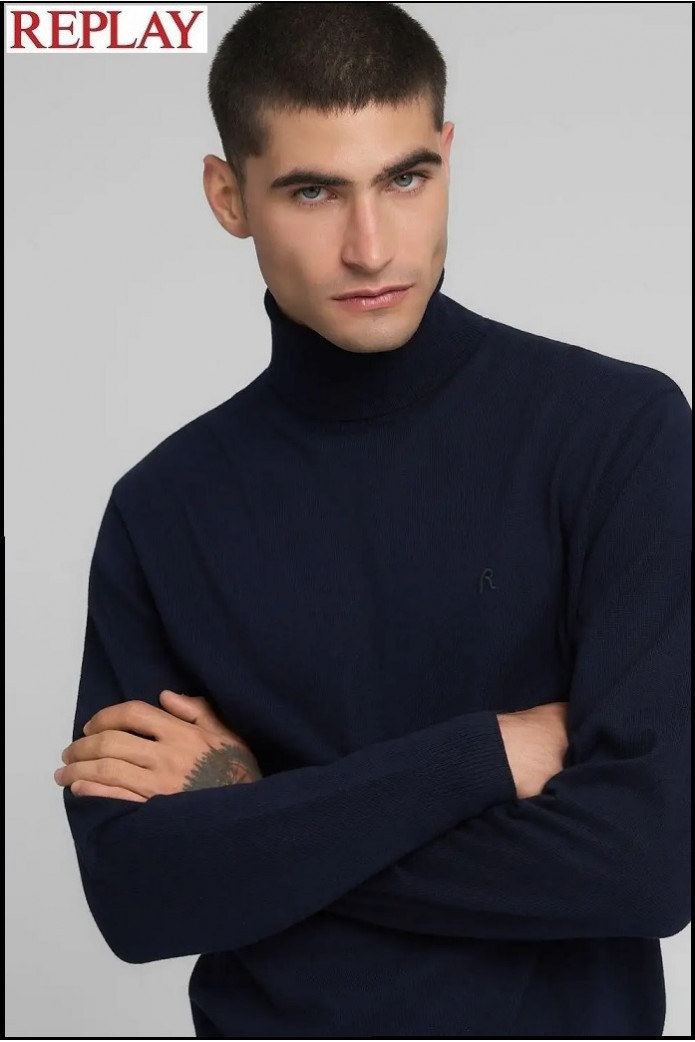 JERSEY CUELLO VUELTO AZUL REPLAY