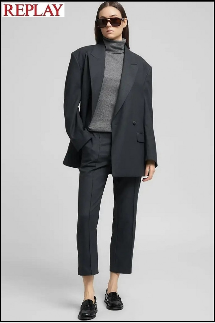 PANTALÓN GRIS CROPPED SLIM FIT REPLAY