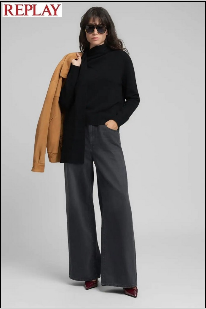 JERSEY CON CUELLO DE BUFANDA NEGRO REPLAY