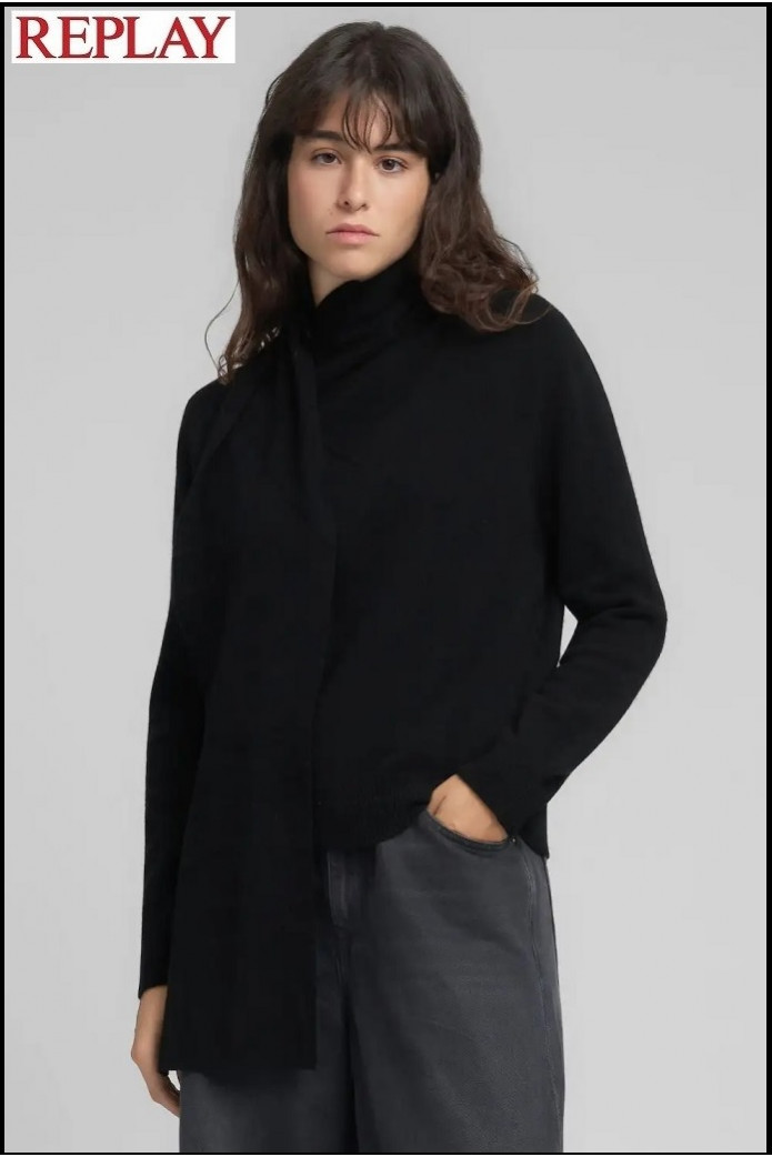 JERSEY CON CUELLO DE BUFANDA NEGRO REPLAY