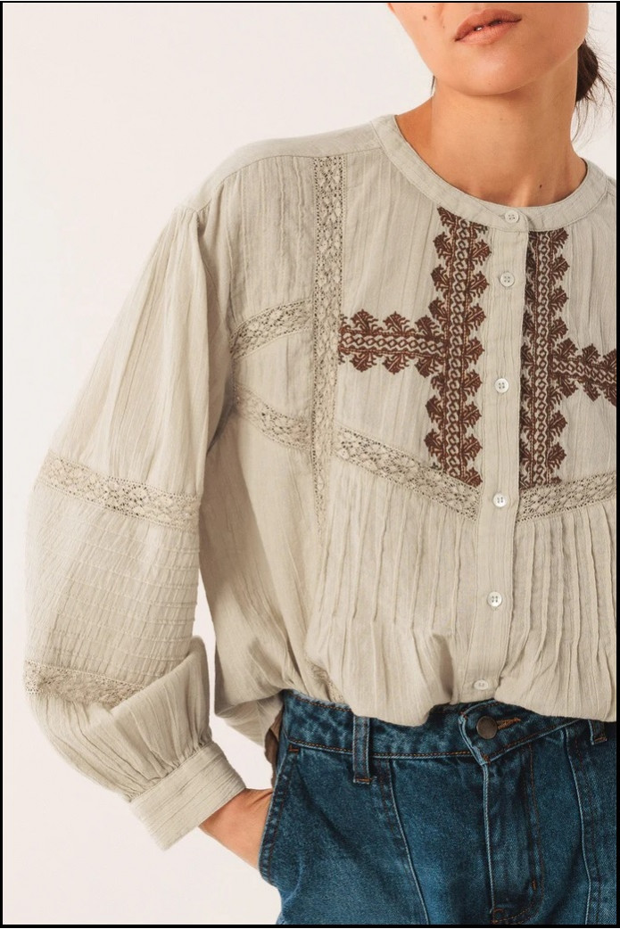 CAMISA BORDADO ÉTNICO INDI&COLD