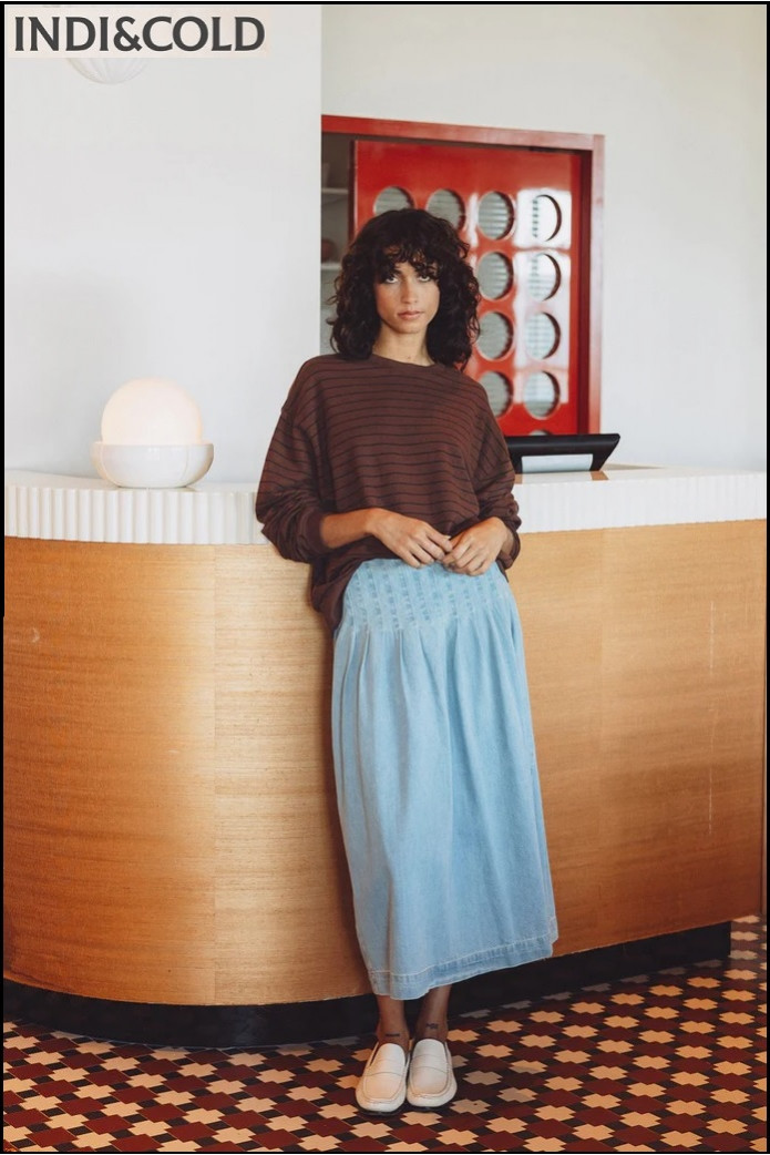 FALDA DENIM PLIEGUES INDI&COLD
