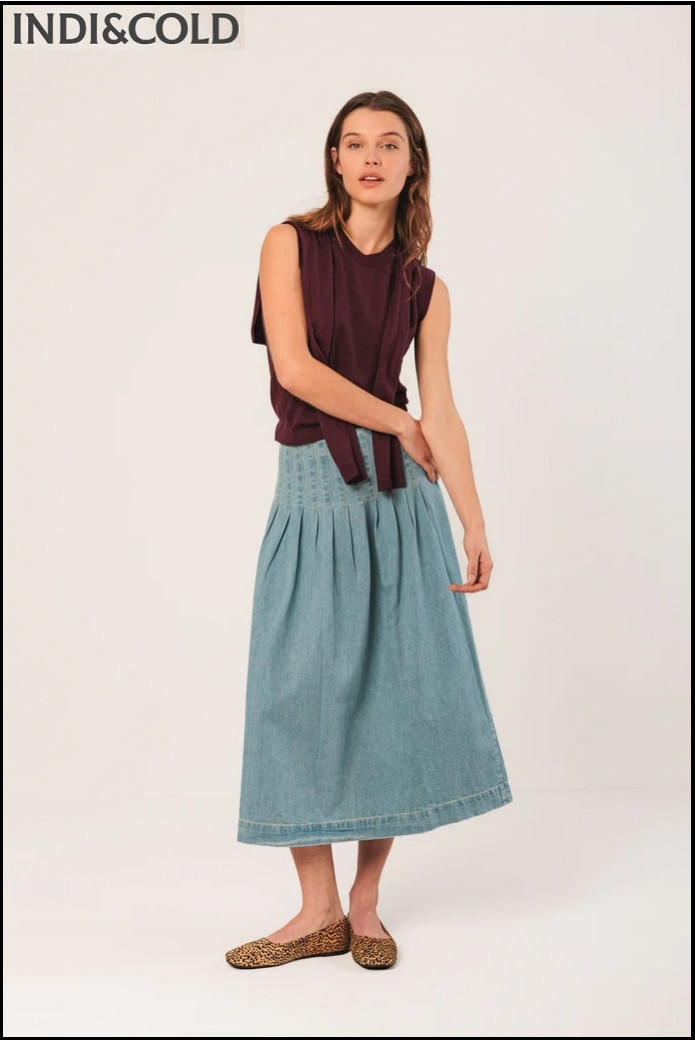 FALDA DENIM PLIEGUES INDI&COLD