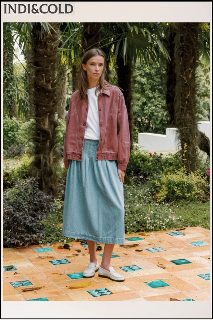 FALDA DENIM PLIEGUES INDI&COLD