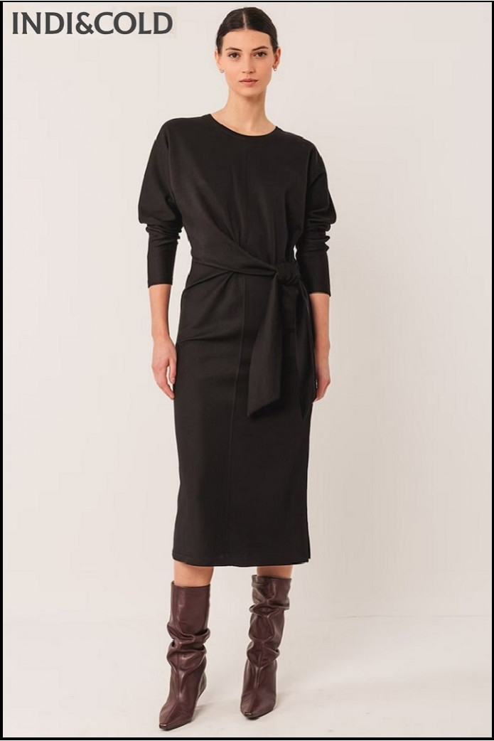 VESTIDO PUNTO ANUDADO NEGRO INDI&COLD