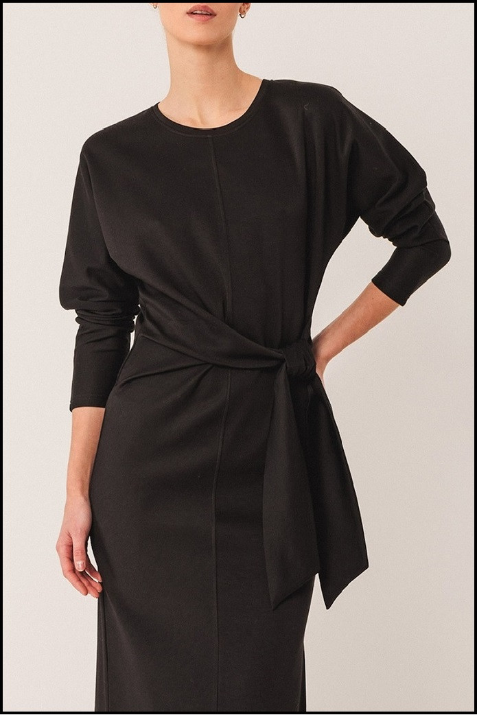 VESTIDO PUNTO ANUDADO NEGRO INDI&COLD