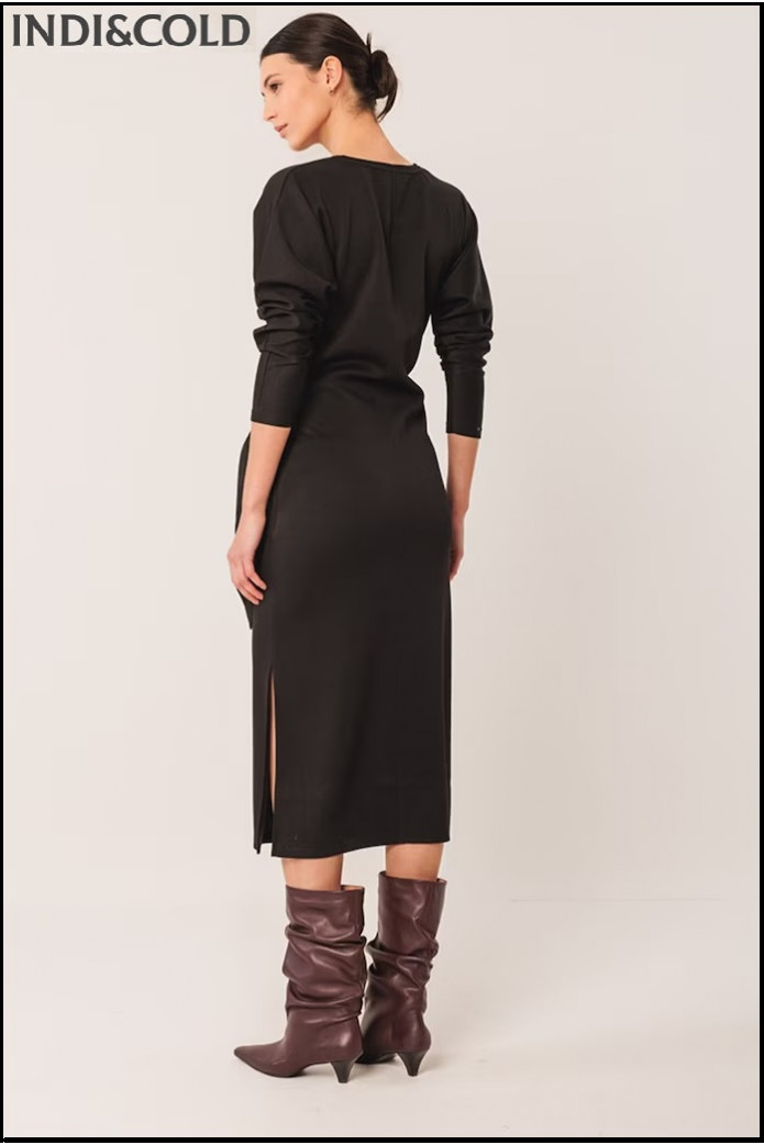 VESTIDO PUNTO ANUDADO NEGRO INDI&COLD