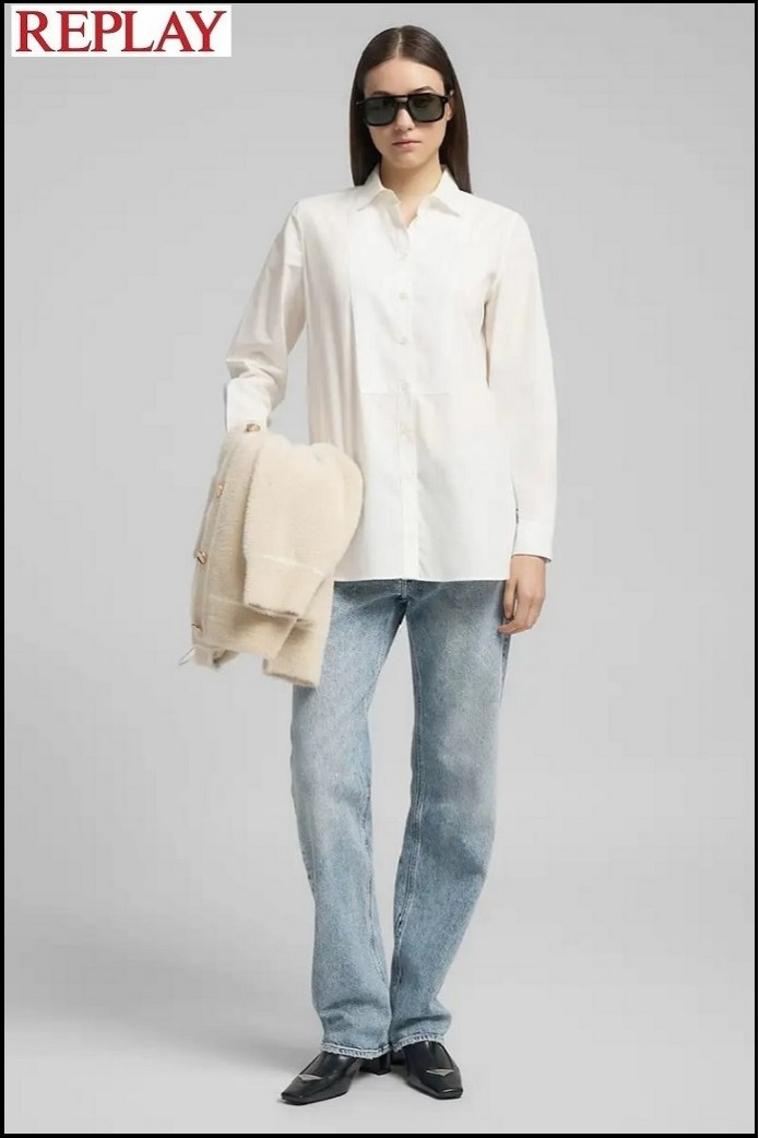 CAMISA DE ALGODÓN CON PECHERA REPLAY