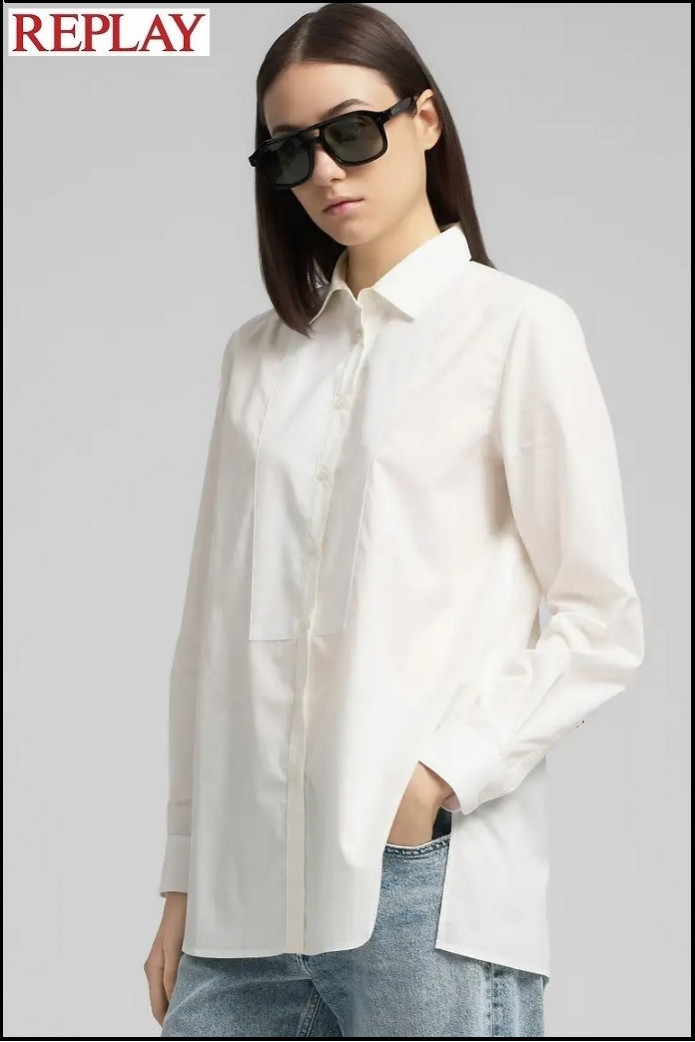 CAMISA DE ALGODÓN CON PECHERA REPLAY