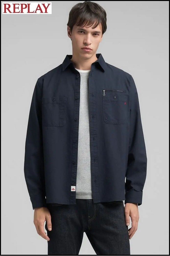 CAMISA CON BOLSILLO DE CREMALLERA REPLAY