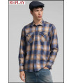 CAMISA DE ALGODÓN CON ESTAMPADO A CUADROS REPLAY