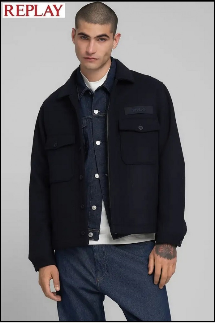 CHAQUETA CAMISERA DE MEZCLA DE LANA REPLAY