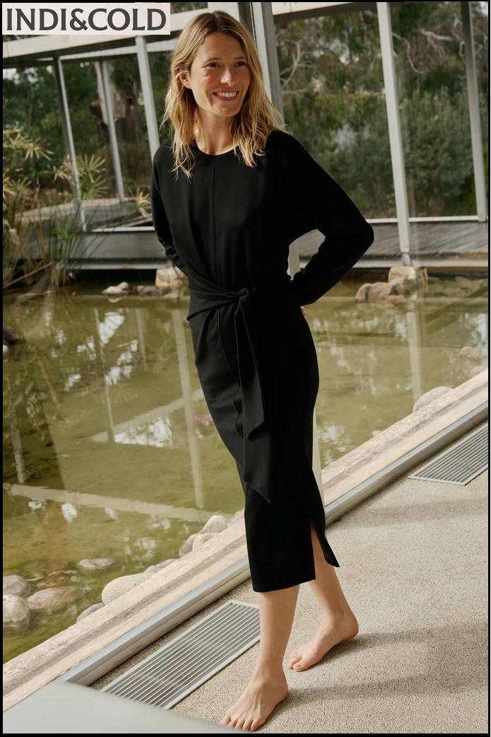 VESTIDO PUNTO ANUDADO NEGRO INDI&COLD