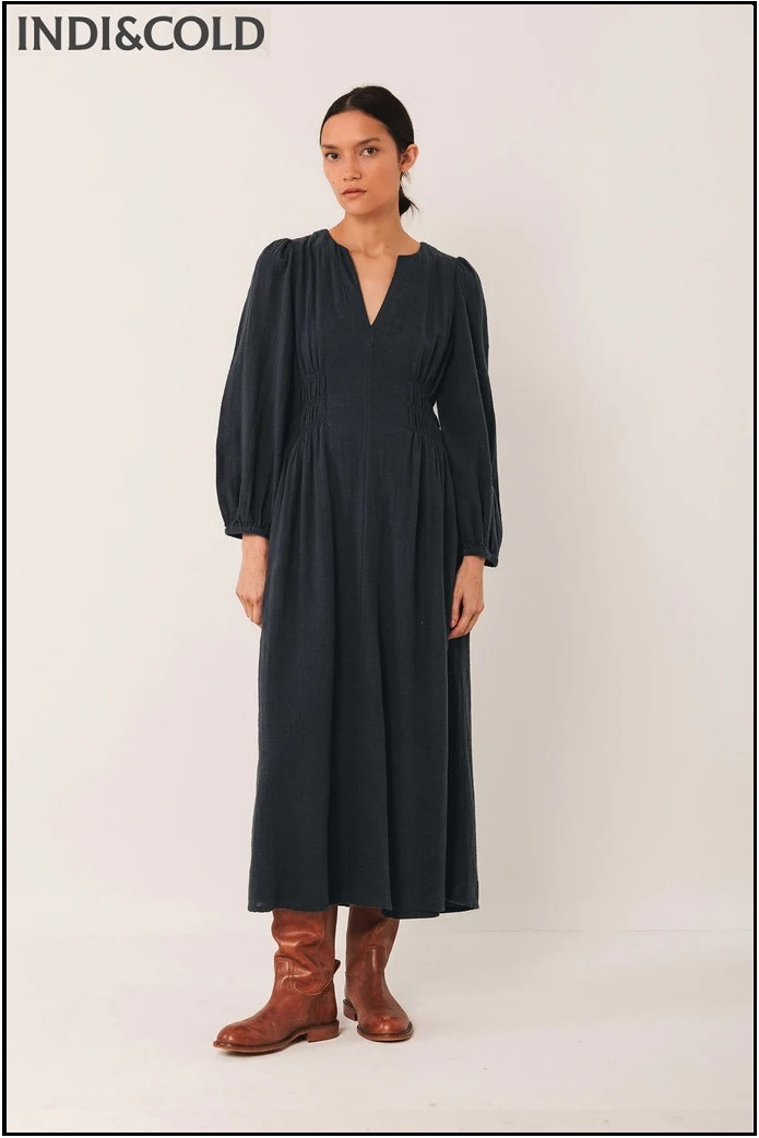 VESTIDO ALGODÓN CREPADO INDI&COLD