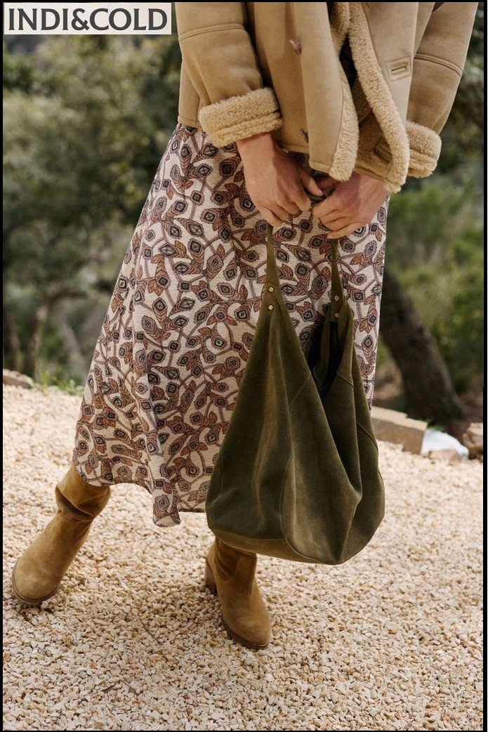 BOLSO TOTE SERRAJE KHAKI INDI&COLD