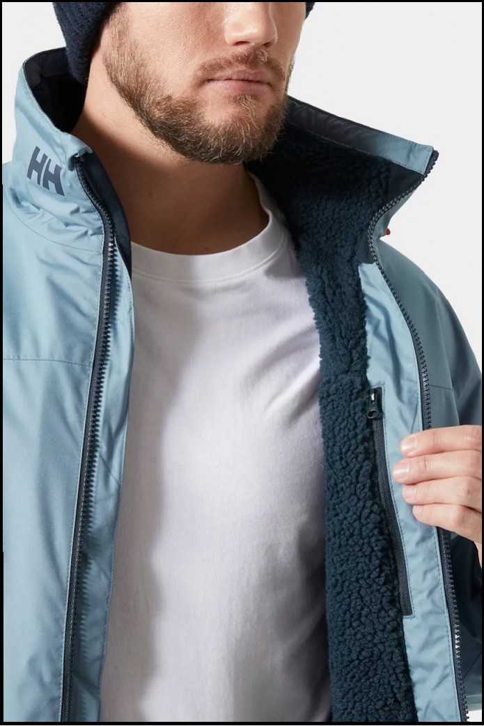 CREW HOODED PILE WASHED NAVY JACKET HELLY HANSEN