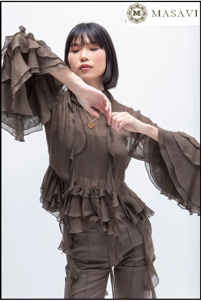 BLUSA VOLANTES GVL BROWN MASAVI