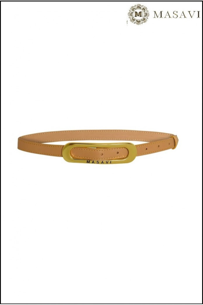CINTURÓN PIEL CAMEL ORO MASAVI