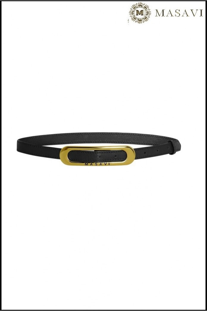 CINTURÓN PIEL NEGO ORO MASAVI