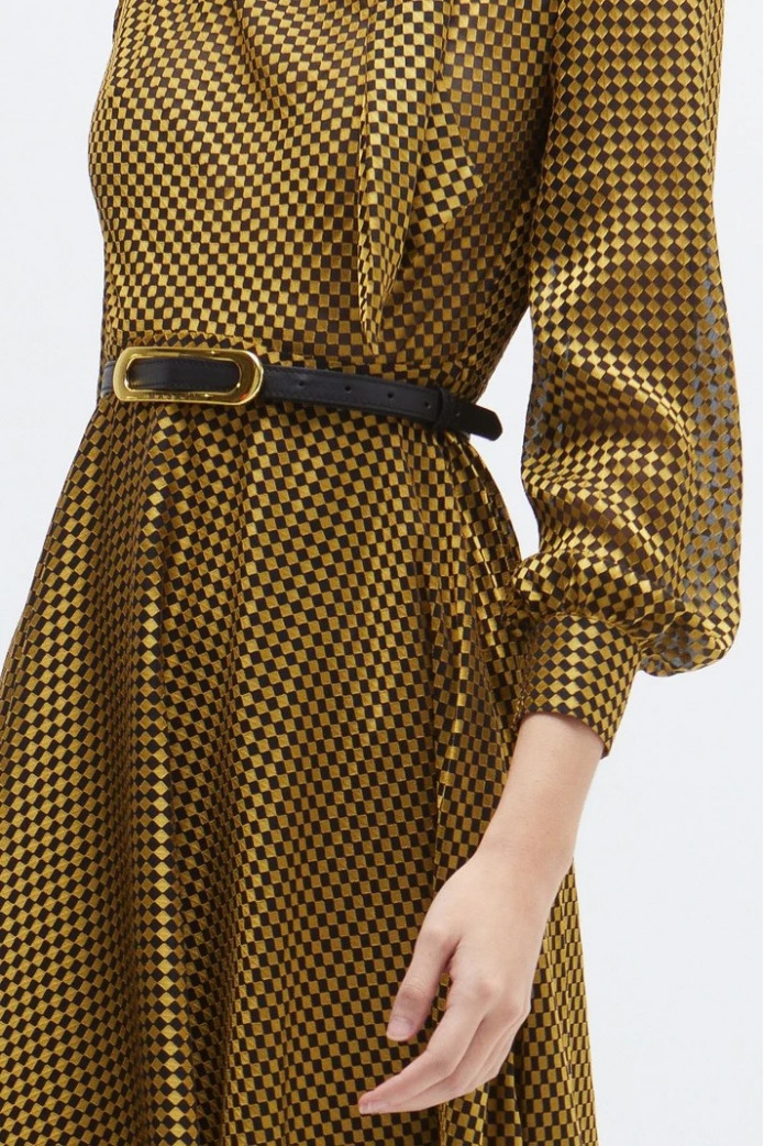 CINTURÓN PIEL NEGO ORO MASAVI