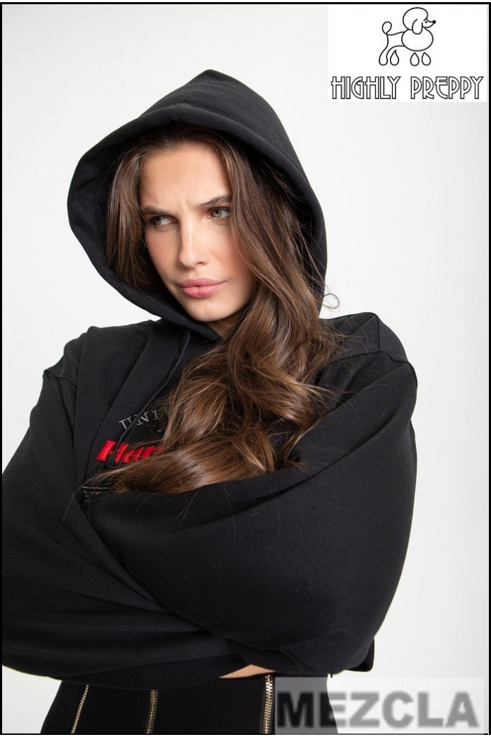 SUDADERA NEGRA ESCUDO HIGHLY PREPPY